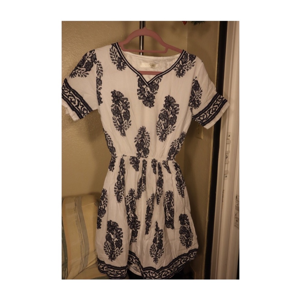 White/blue dress